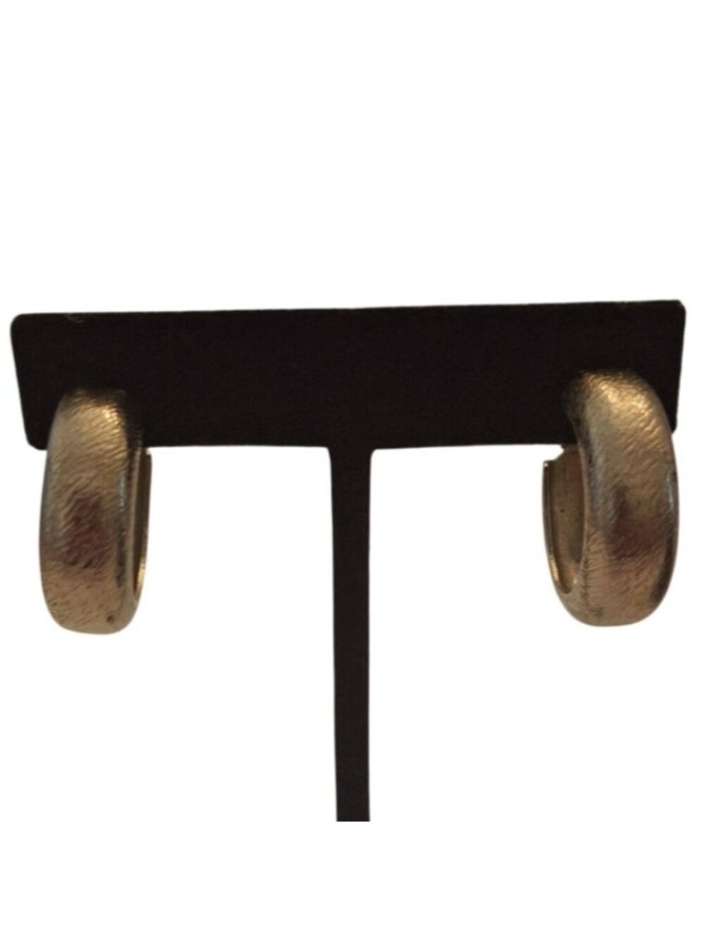 Vintage Gold Tone Textured Hoop Clip On Earrings Chunky Retro 80s Statement